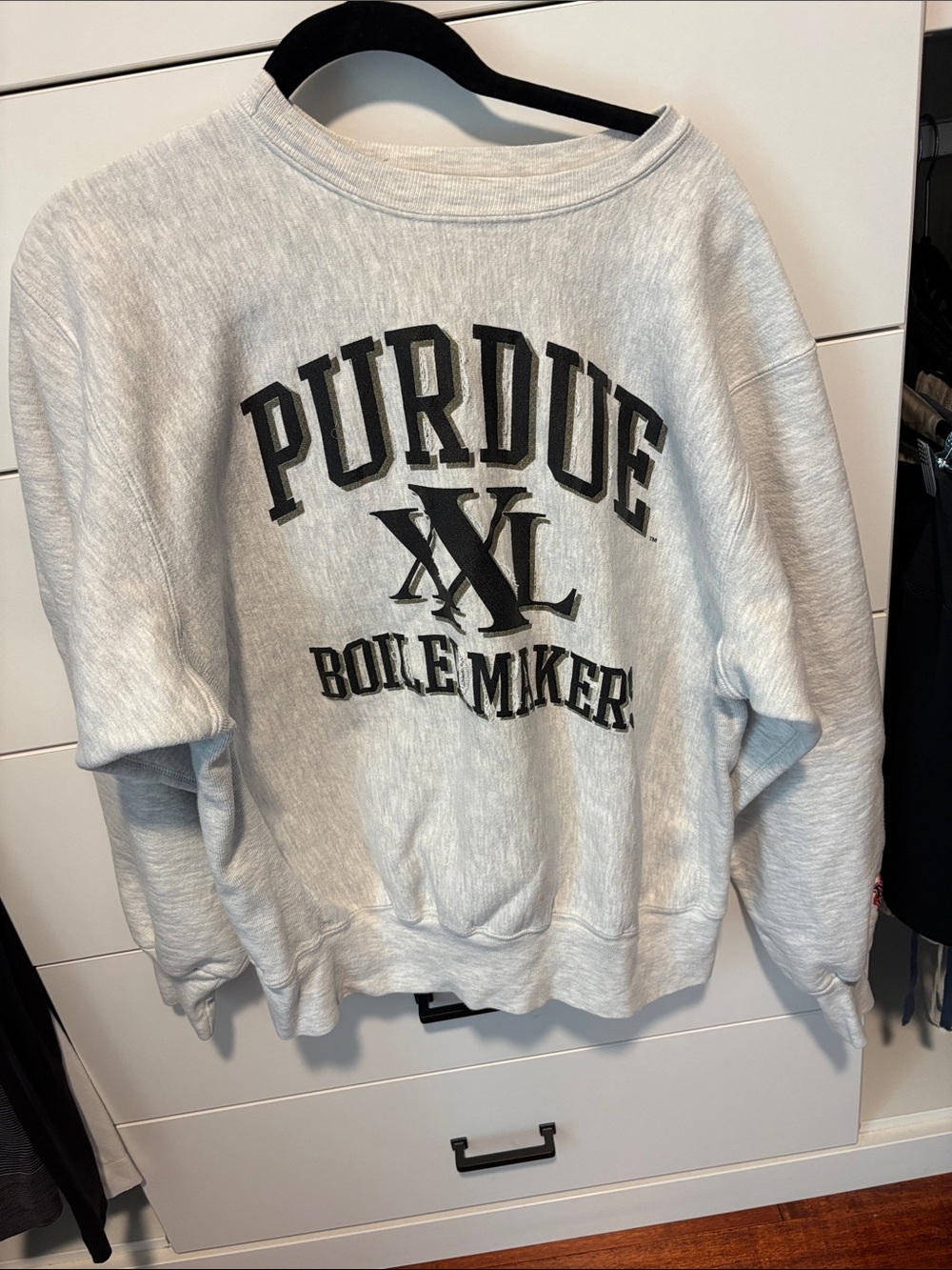 MV Sport Gray Distressed Purdue Boilermakers Crewneck Sweatshirt